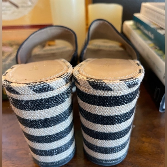 Kate Spade New York Ibiza Platform Sandals Black White Stripe - Picture 6 of 14